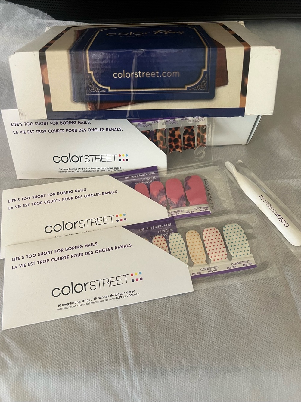 Color Street Nail Polish Strips - Assorted Designs (Pink, Leopard, Polka Dot)